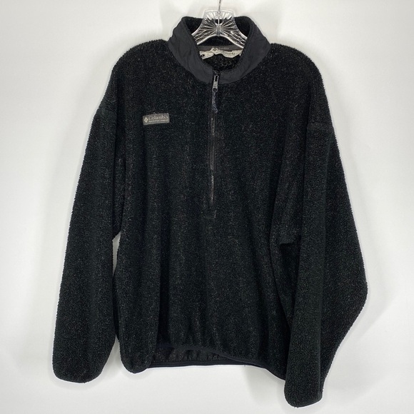 Vintage Columbia Black Quarter Zip Pullover Jacket Size Large - Picture 1 of 7
